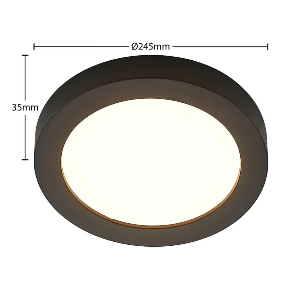 Prios LED-loftlampe Edwina, sort, 25 cm, CCT, IP44