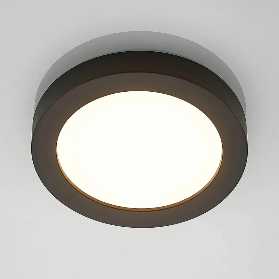 Prios LED-loftlampe Edwina, sort, 25 cm, CCT, IP44