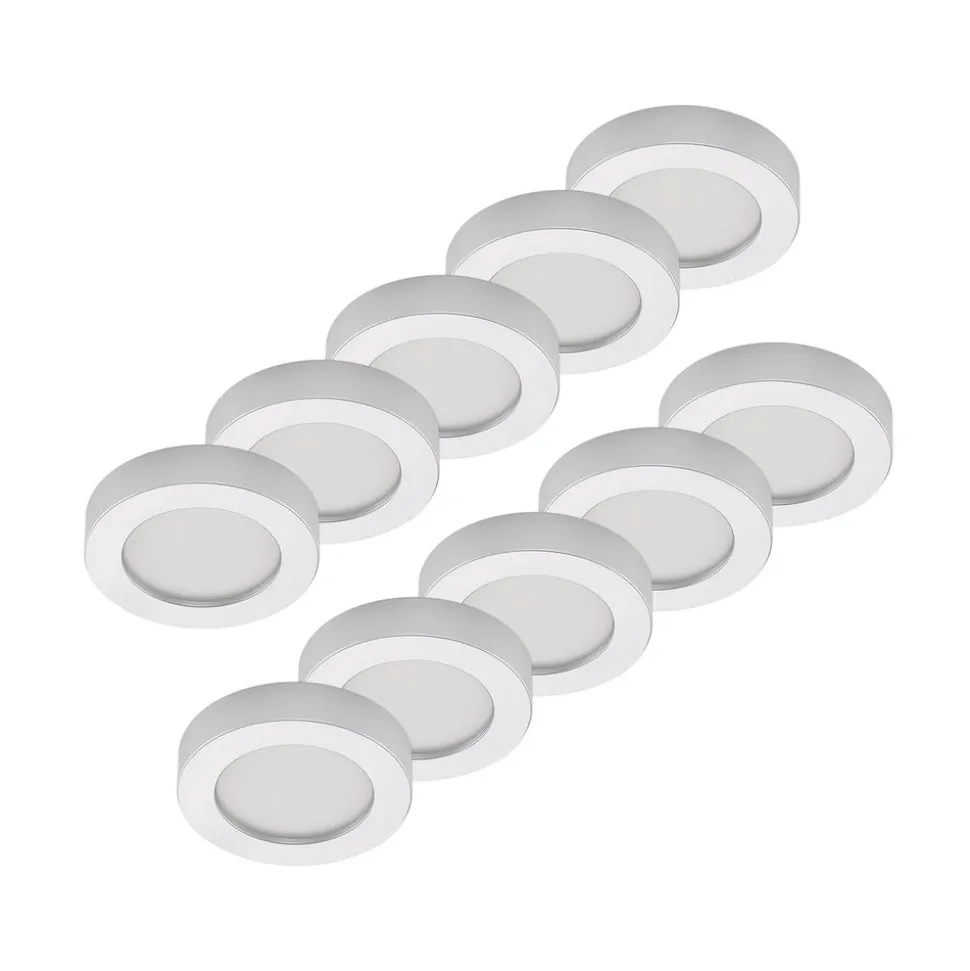 Prios LED-loftlampe Edwina, sølv, 18 cm, sæt med 10 stk