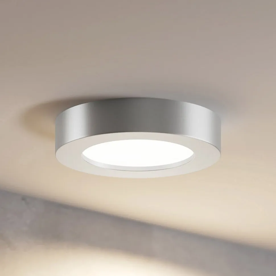 Prios LED-loftlampe Edwina, sølv, 18 cm, sæt med 10 stk