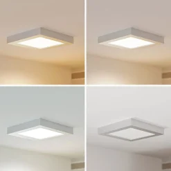 Prios LED-loftslampe Alette, sølv, 22,7 cm, 18W, dæmpbar
