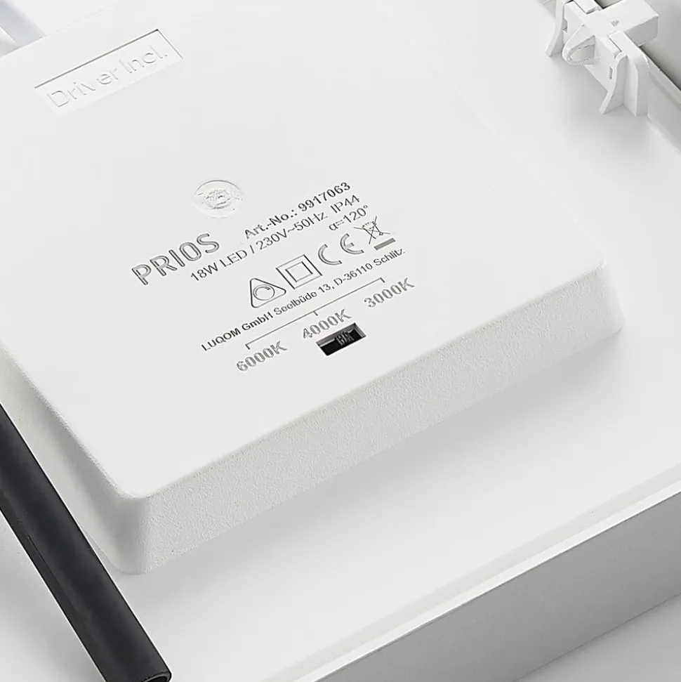 Prios LED-loftslampe Alette, sølv, 22,7 cm, 18W, dæmpbar