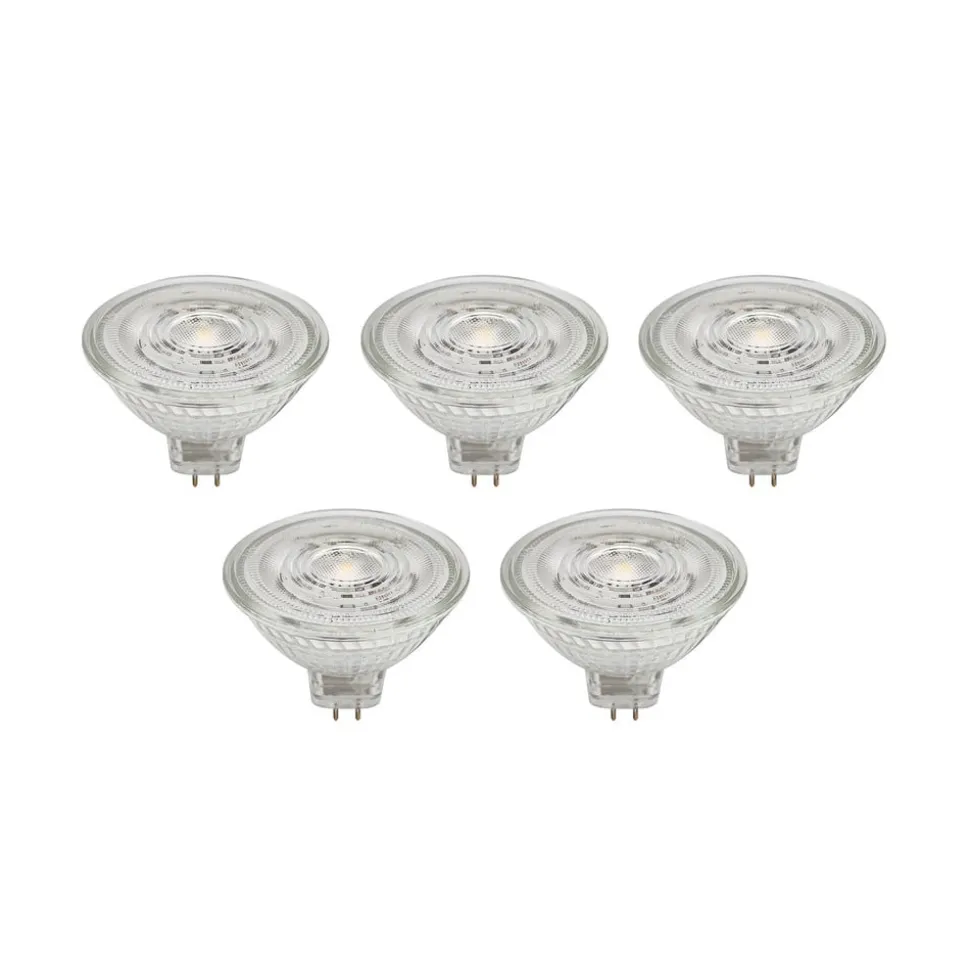 Prios LED-reflektor GU5.3 4.3W 345lm 36° klar 830 sæt med 5 stk