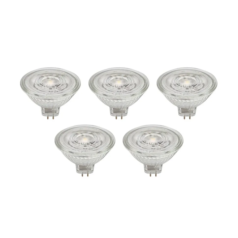 Prios LED-reflektor GU5.3 4.9W 500lm 36° klar 840 sæt med 5 stk