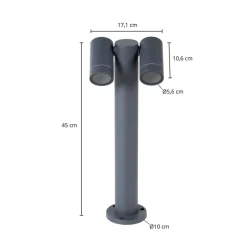 Prios Tulimar sokkellampe, 45 cm, antracit, 2 lyskilder, aluminium