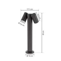 Prios Tulimar sokkellampe, 45 cm, antracit, 2 lyskilder, aluminium