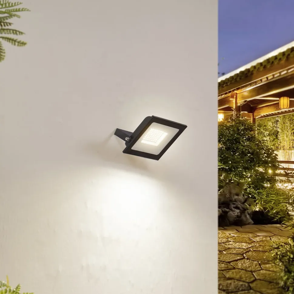 Prios udendørs LED-spot Maikel, 50W, 4000lm, metal