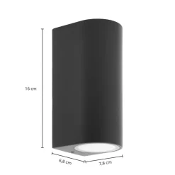 Prios udendørs væglampe Tetje, sort, rund, 16 cm