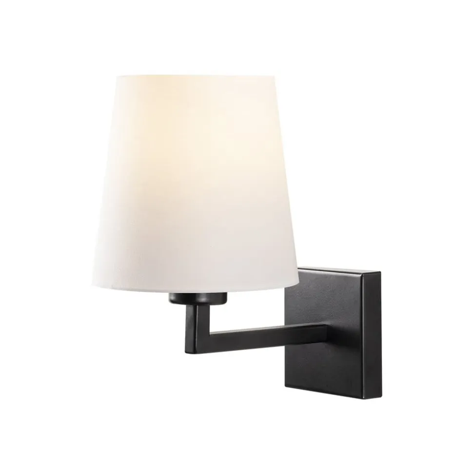Profile 4659 væglampe, sort, hvid stofskærm