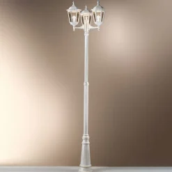 Puchberg lygtepæl 3 lyskilder, 255 cm, hvid-guld