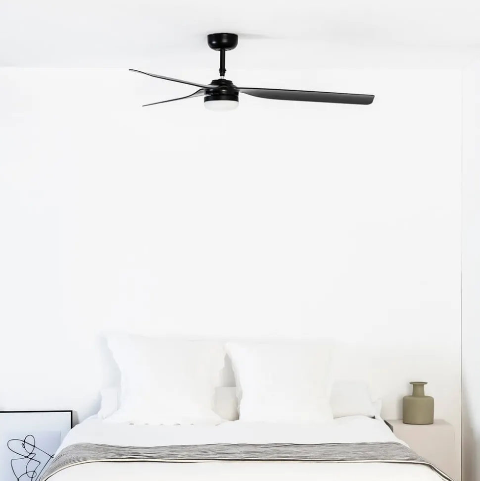 Punt M loftventilator, DC, LED-lampe, sort