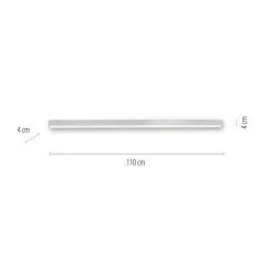 PURE LED-loftlampe Lines, 110 cm, sølv, CCT, fjernbetjening