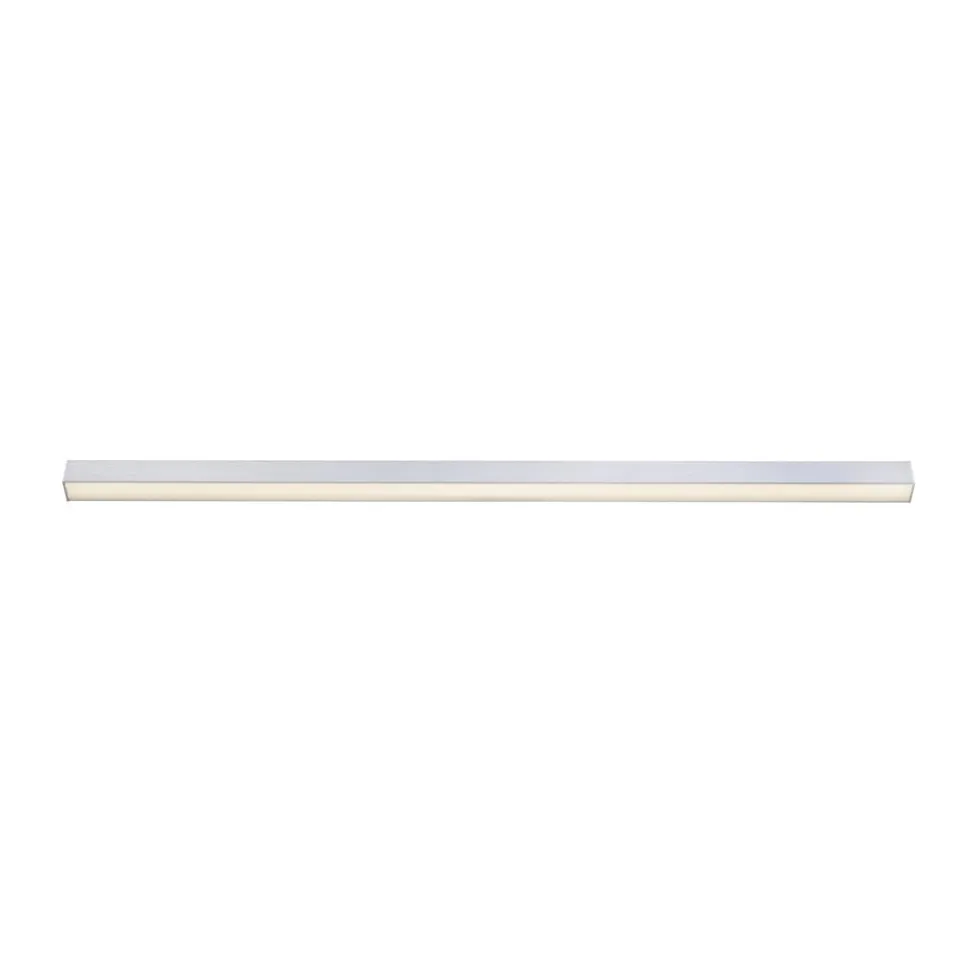 PURE LED-loftlampe Lines, 110 cm, sølv, CCT, fjernbetjening