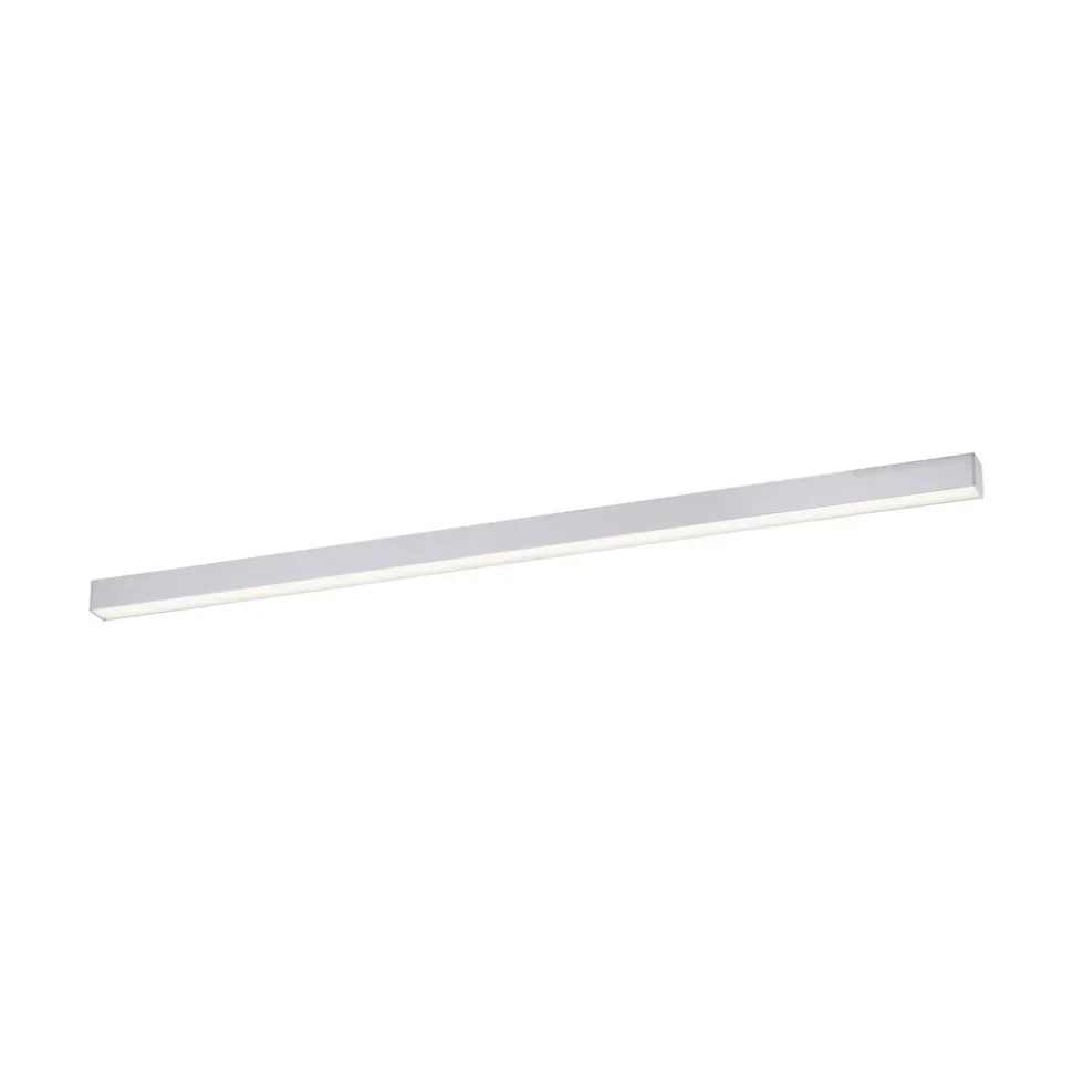 PURE LED-loftlampe Lines, 110 cm, sølv, CCT, fjernbetjening