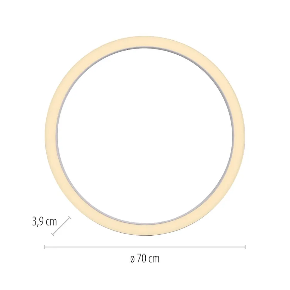 PURE LED-loftlampe Lines, Ø 70 cm, hvid, CCT-fjernbetjening