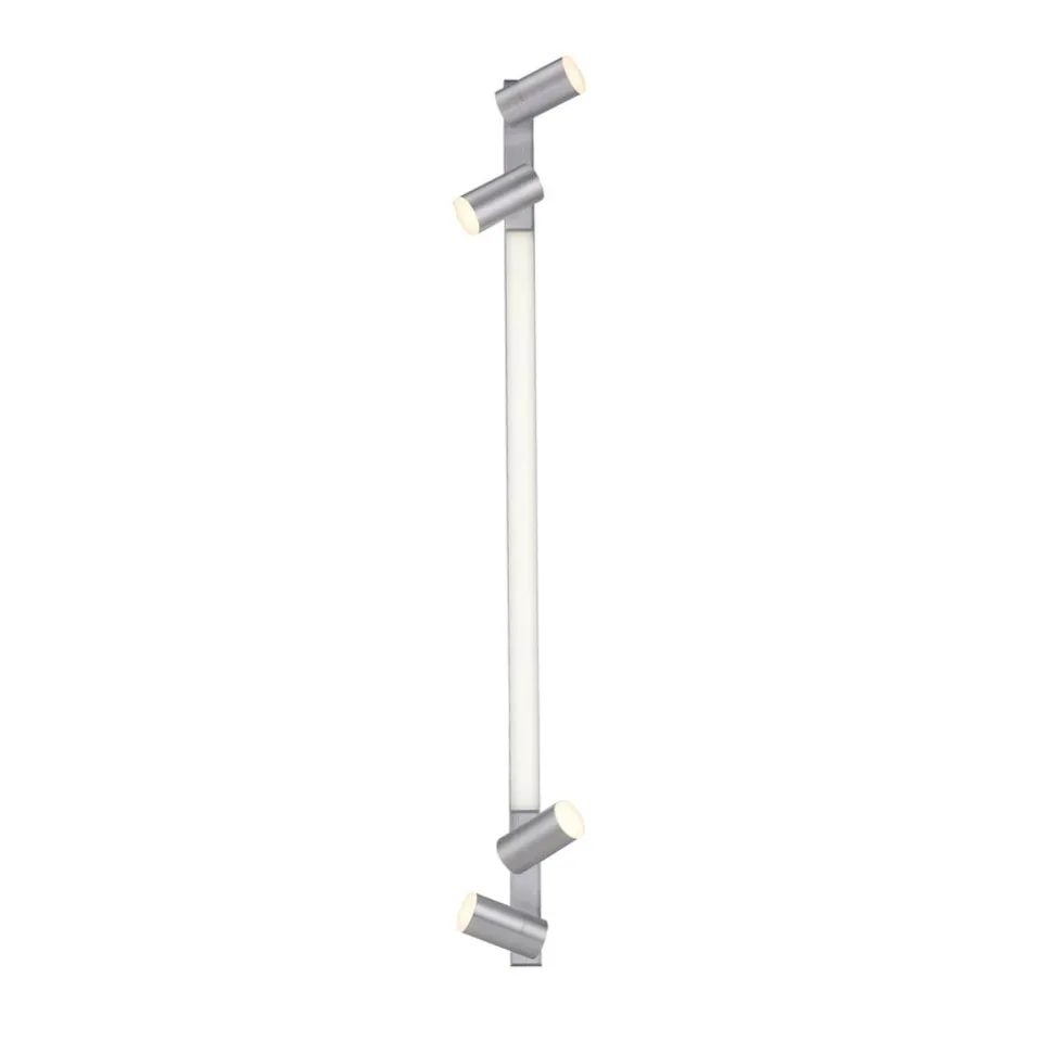 PURE LED-loftlampe Lines, 120 cm, sølv, fjernbetjening