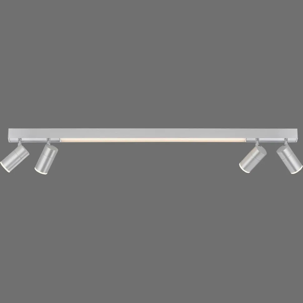 PURE LED-loftlampe Lines, 120 cm, sølv, fjernbetjening