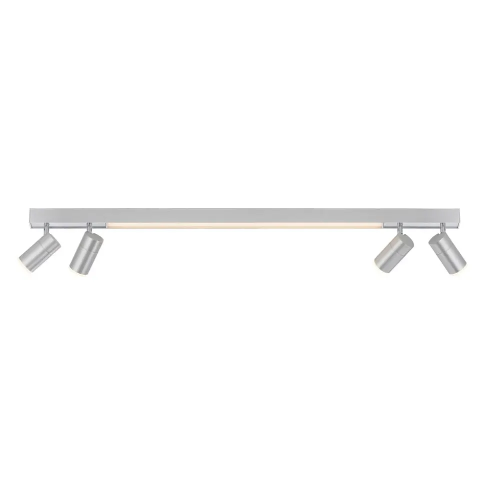 PURE LED-loftlampe Lines, 120 cm, sølv, fjernbetjening