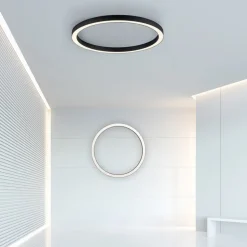 PURE LED-loftlampe Lines, Ø 70 cm, antracit, CCT, fjernbetjening