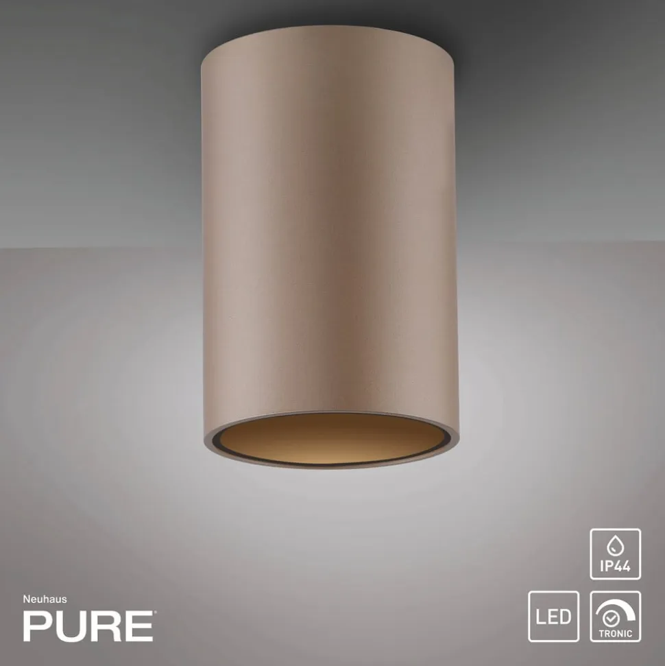 PURE LED-loftlampe til badeværelset Point, bronzefarvet, Ø 6 cm, IP44