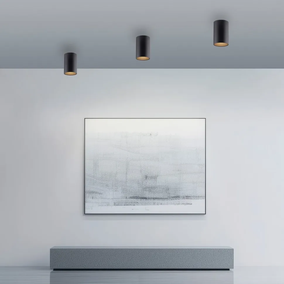 PURE LED-loftlampe til badeværelset Point, sort Ø 6 cm, metal, IP44