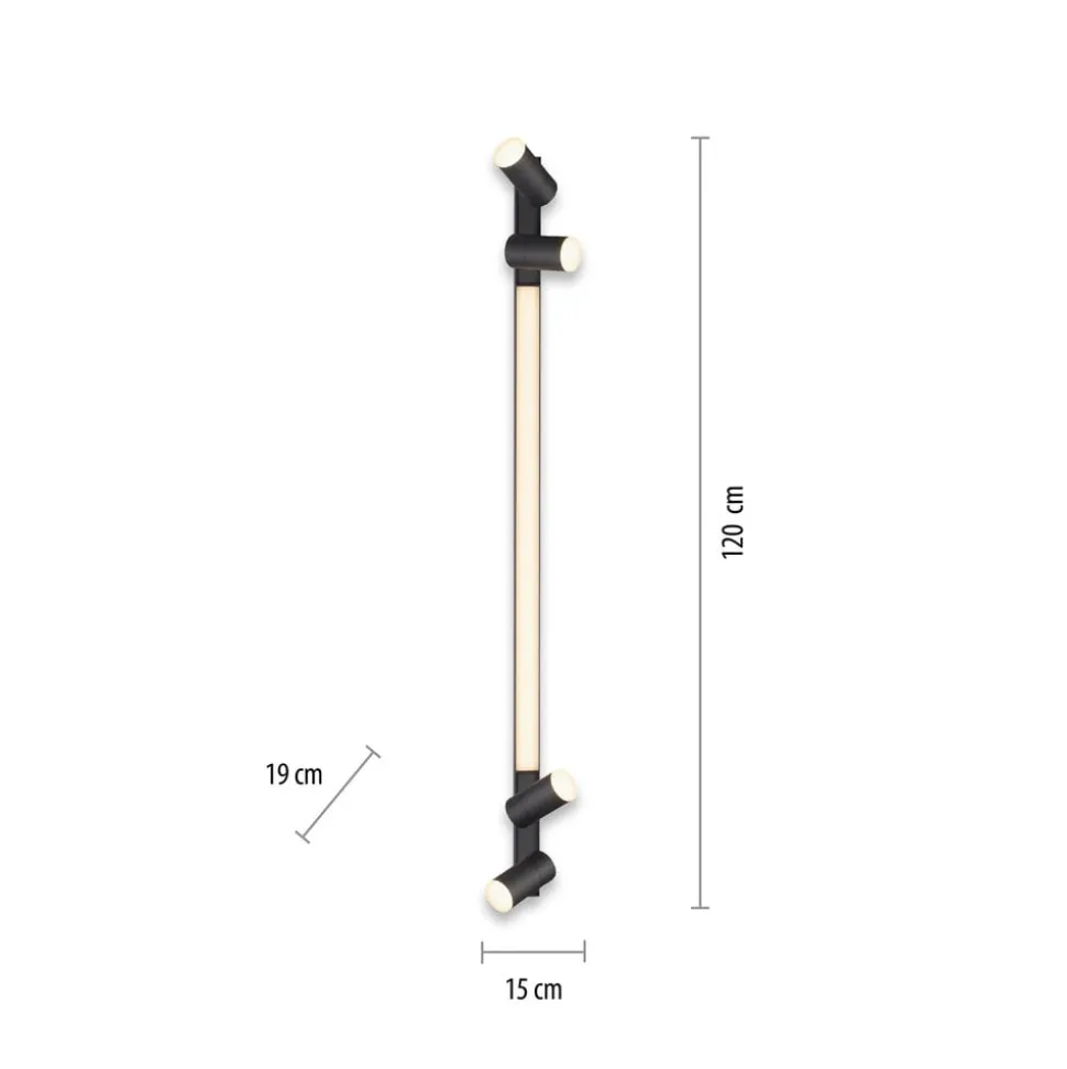 PURE LED-loftslampe Lines, 120 cm, antracit, fjernbetjening