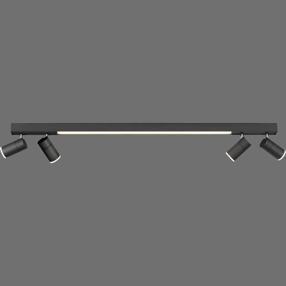 PURE LED-loftslampe Lines, 120 cm, antracit, fjernbetjening