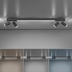 PURE LED-loftslampe Lines, 120 cm, antracit, fjernbetjening