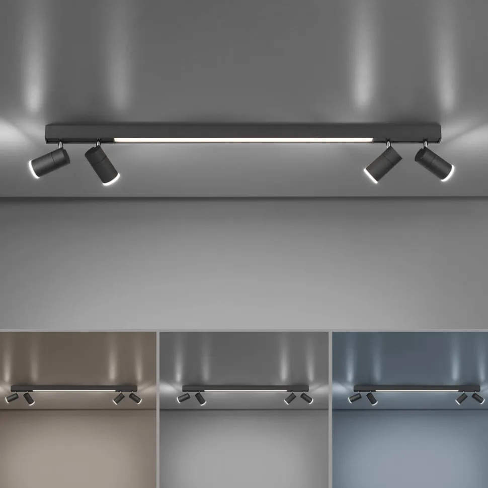 PURE LED-loftslampe Lines, 120 cm, antracit, fjernbetjening