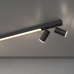 PURE LED-loftslampe Lines, 120 cm, antracit, fjernbetjening