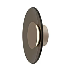 PURE LED-væglampe Moon, bronze, Ø 32 cm, glas/aluminium