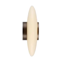 PURE LED-væglampe Vitrum, brun/opalglas/aluminium Ø 22 cm