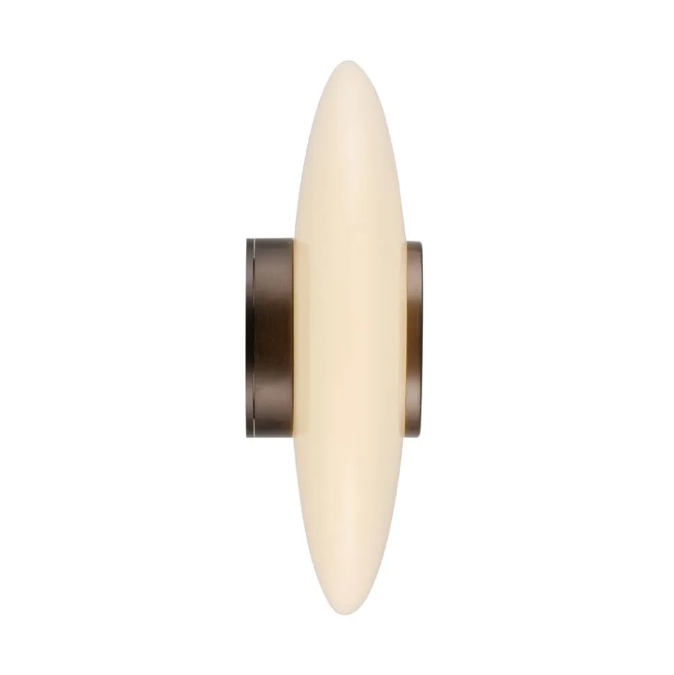 PURE LED-væglampe Vitrum, brun/opalglas/aluminium Ø 22 cm