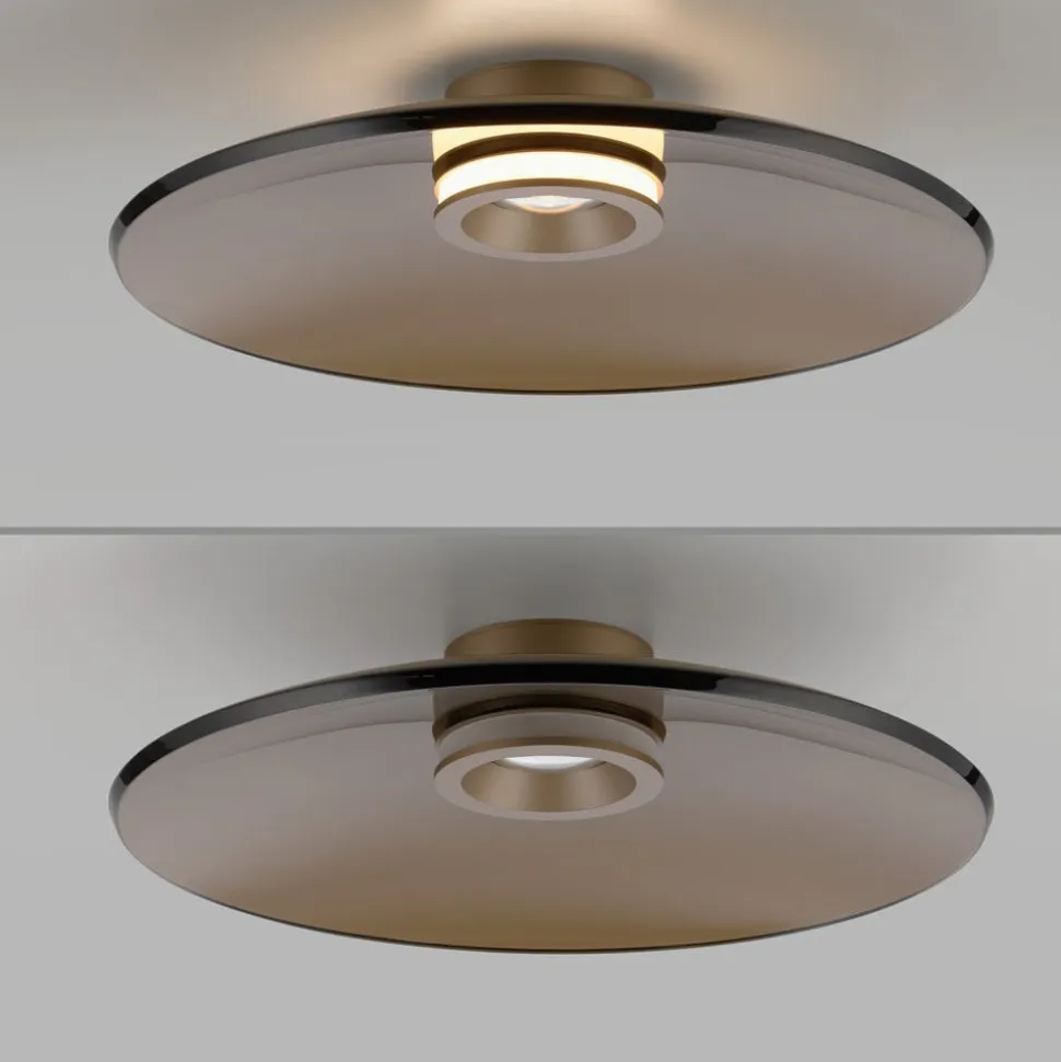 PURE loftlampe Moon, bronze, Ø 50 cm, glas/aluminium