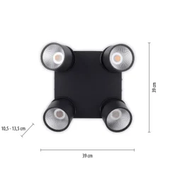 PURE Nola LED-loftlampe, 4 lyskilder, sort