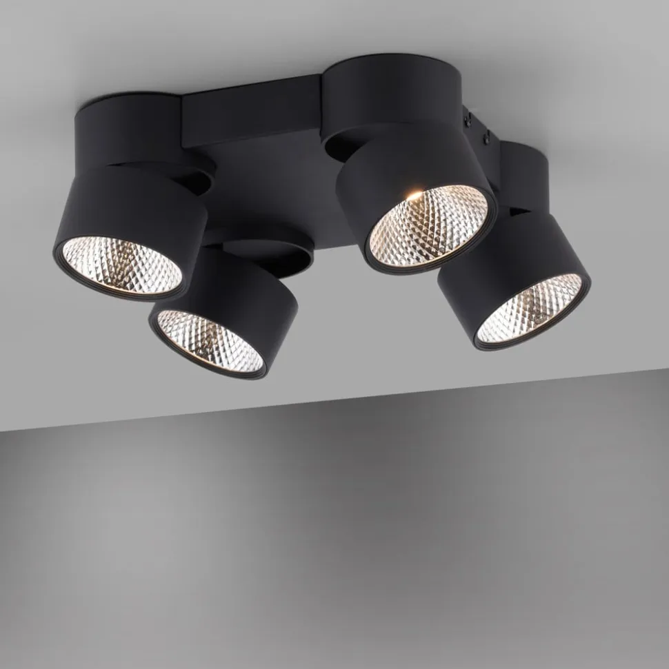 PURE Nola LED-loftlampe, 4 lyskilder, sort