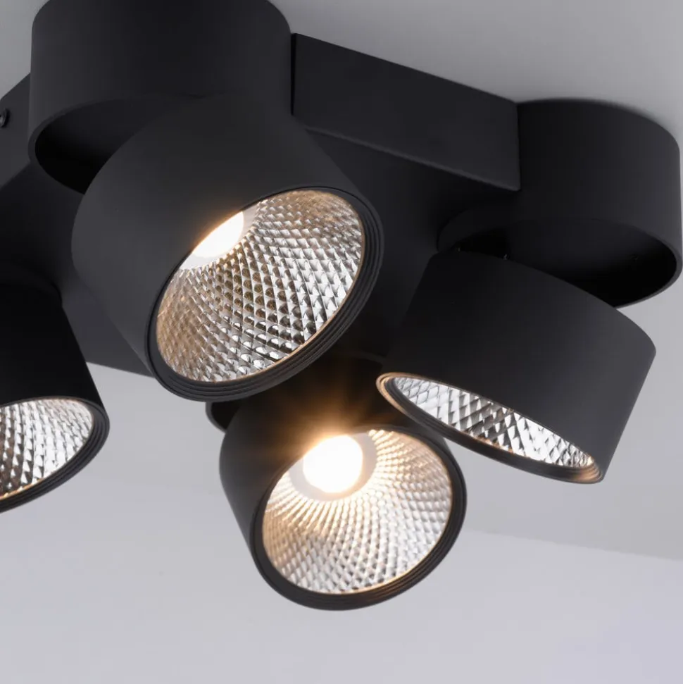 PURE Nola LED-loftlampe, 4 lyskilder, sort