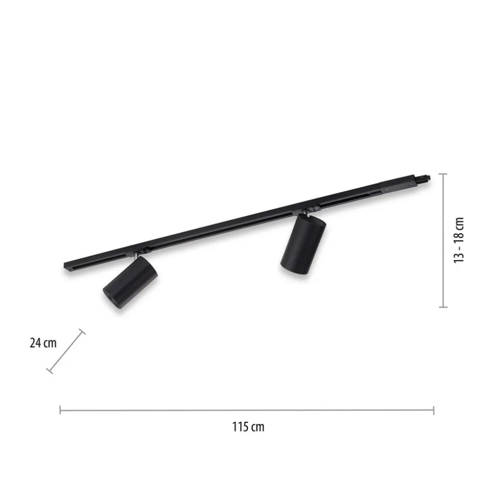 PURE Technik LED-skinnelampe, 2 lyskilder, sort