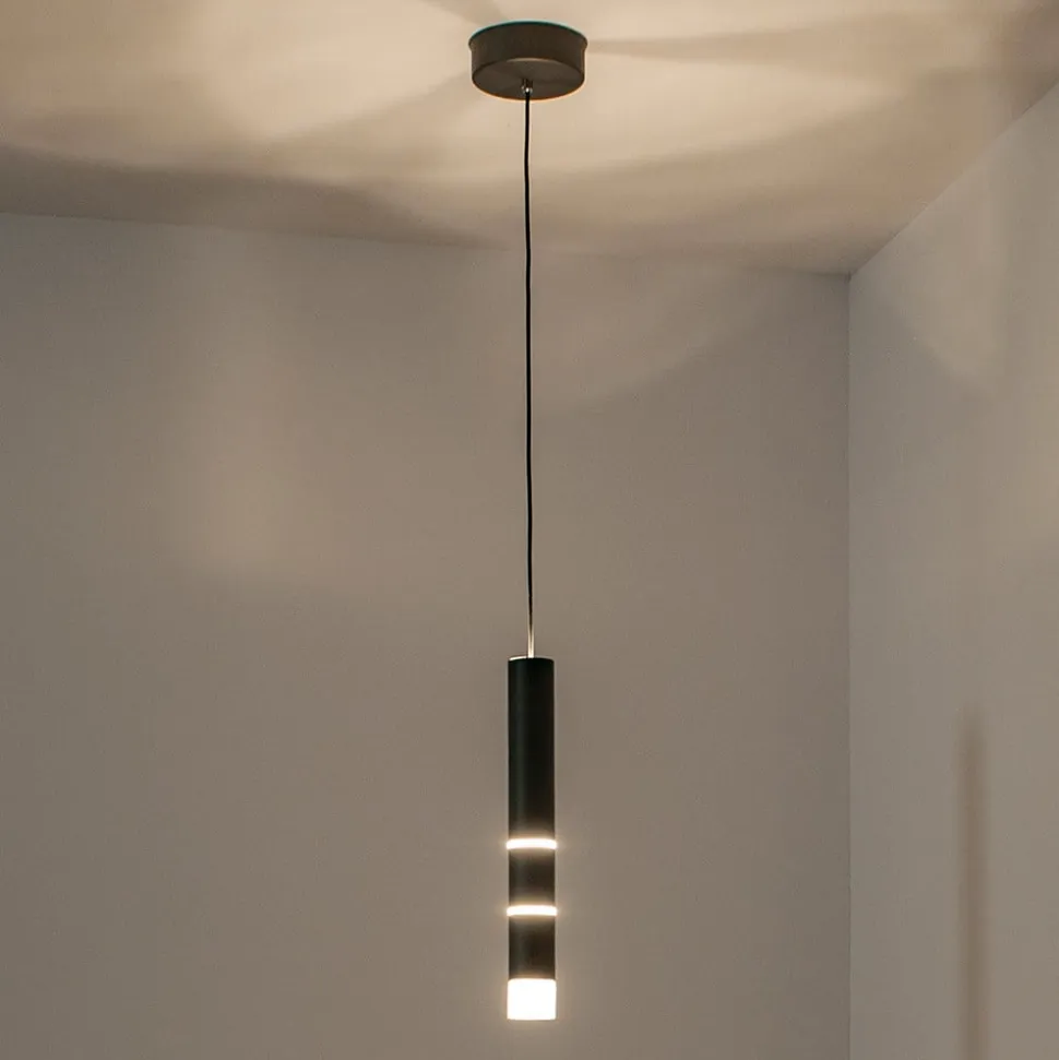 PURE Vega LED-hængelampe, 1 cylinder, sort