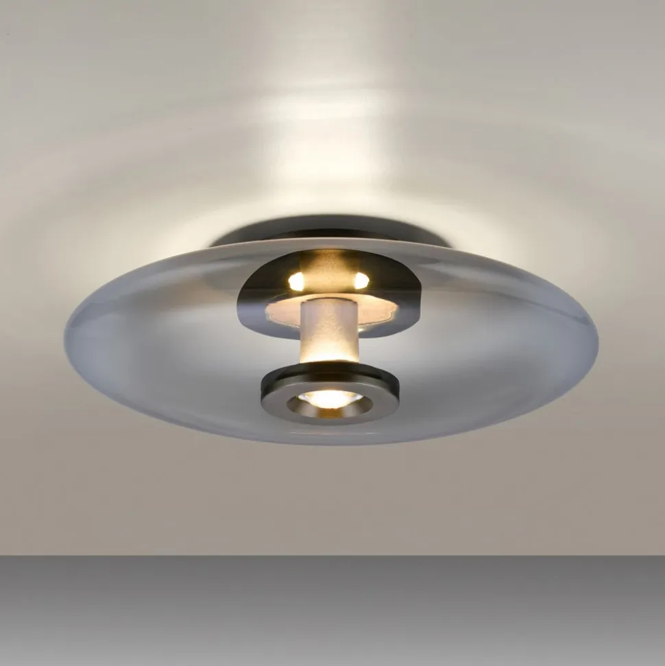 PURE Vitrum LED loftlampe, grå, glas/aluminium, Ø 45 cm