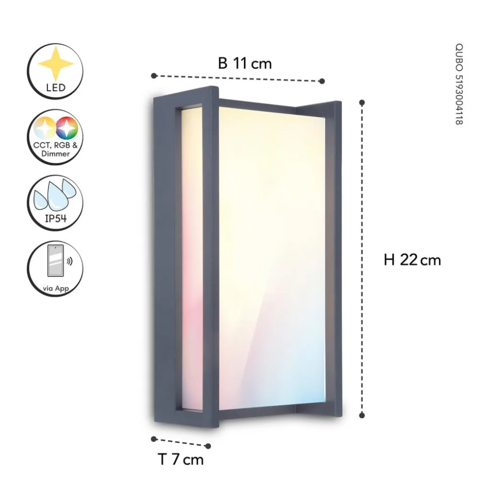 Qubo udendørs LED-væglampe, RGBW smart styring
