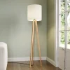 Quitani gulvlampe Nida, træramme, hvid skærm