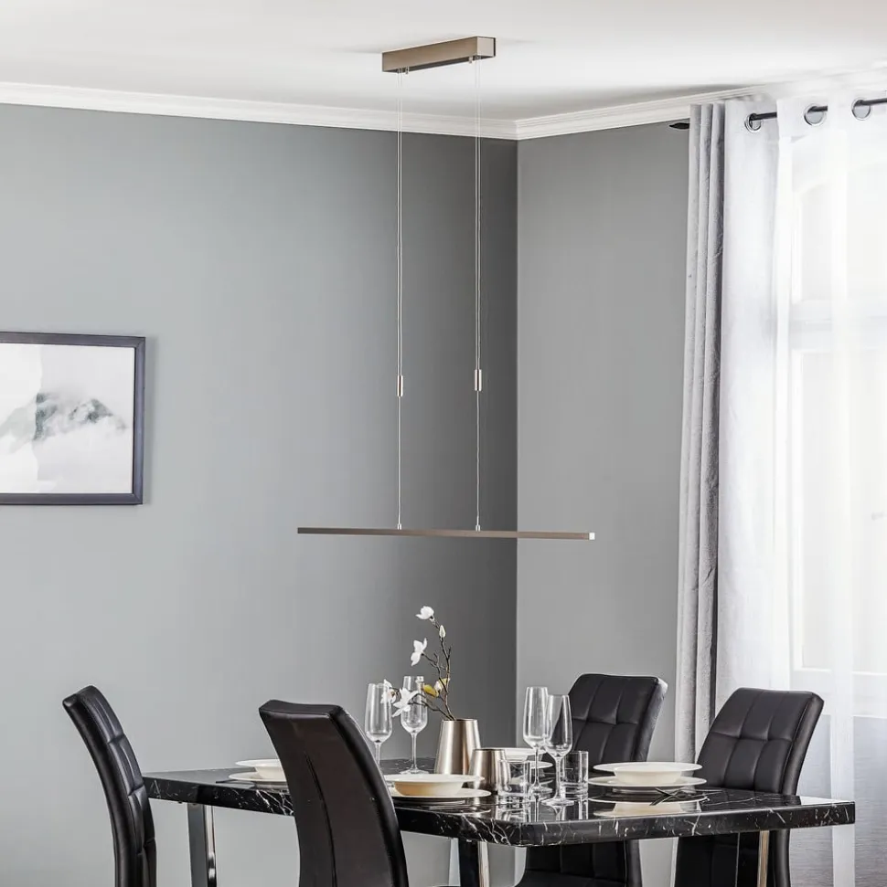 Quitani LED-pendel Tolu, nikkel, længde 118 cm
