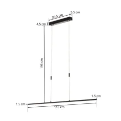 Quitani LED-pendel Tolu, sort, længde 118 cm