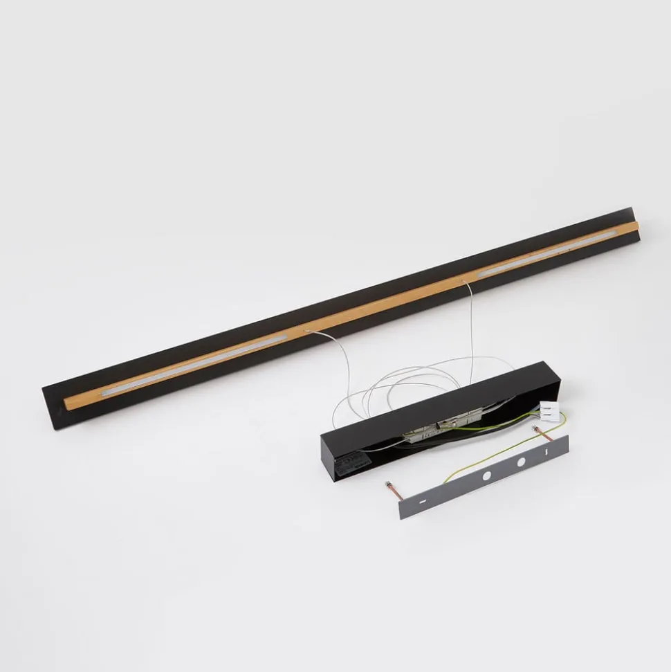 Quitani LED-pendellampe Lexa, eg/sort, længde 118 cm