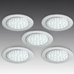 R 68-LED indbygningsspot i rustfrit stål, sæt med 5 stk