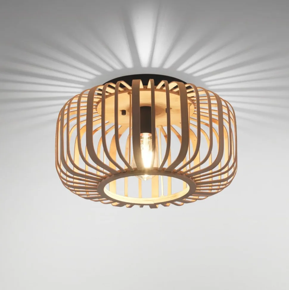 Racoon loftlampe af træ, tykke stivere, Ø 42cm