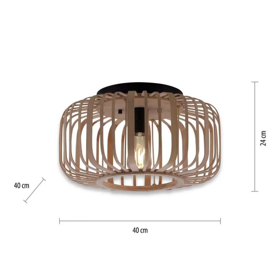 Racoon loftlampe af træ, tykke stivere, Ø 42cm