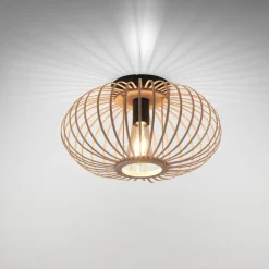 Racoon loftlampe af træ, tynde stivere, Ø 40cm