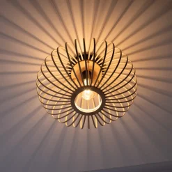 Racoon loftlampe af træ, tynde stivere, Ø 40cm
